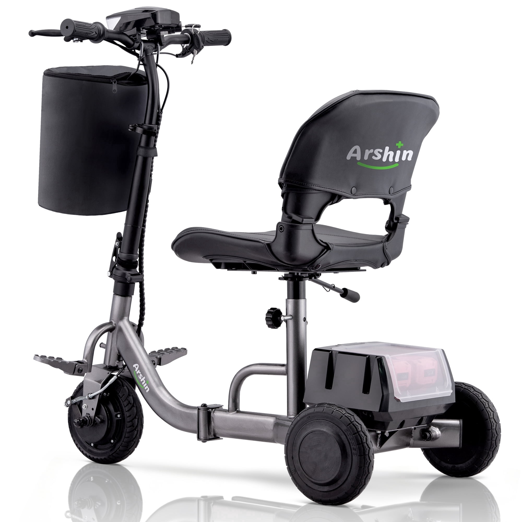 QEASET Foldable 3-Wheel Electric Mobility Scooter for Adults – Lightweight 50 lbs, 300 lb Capacity, Dual Battery, Travel-Ready