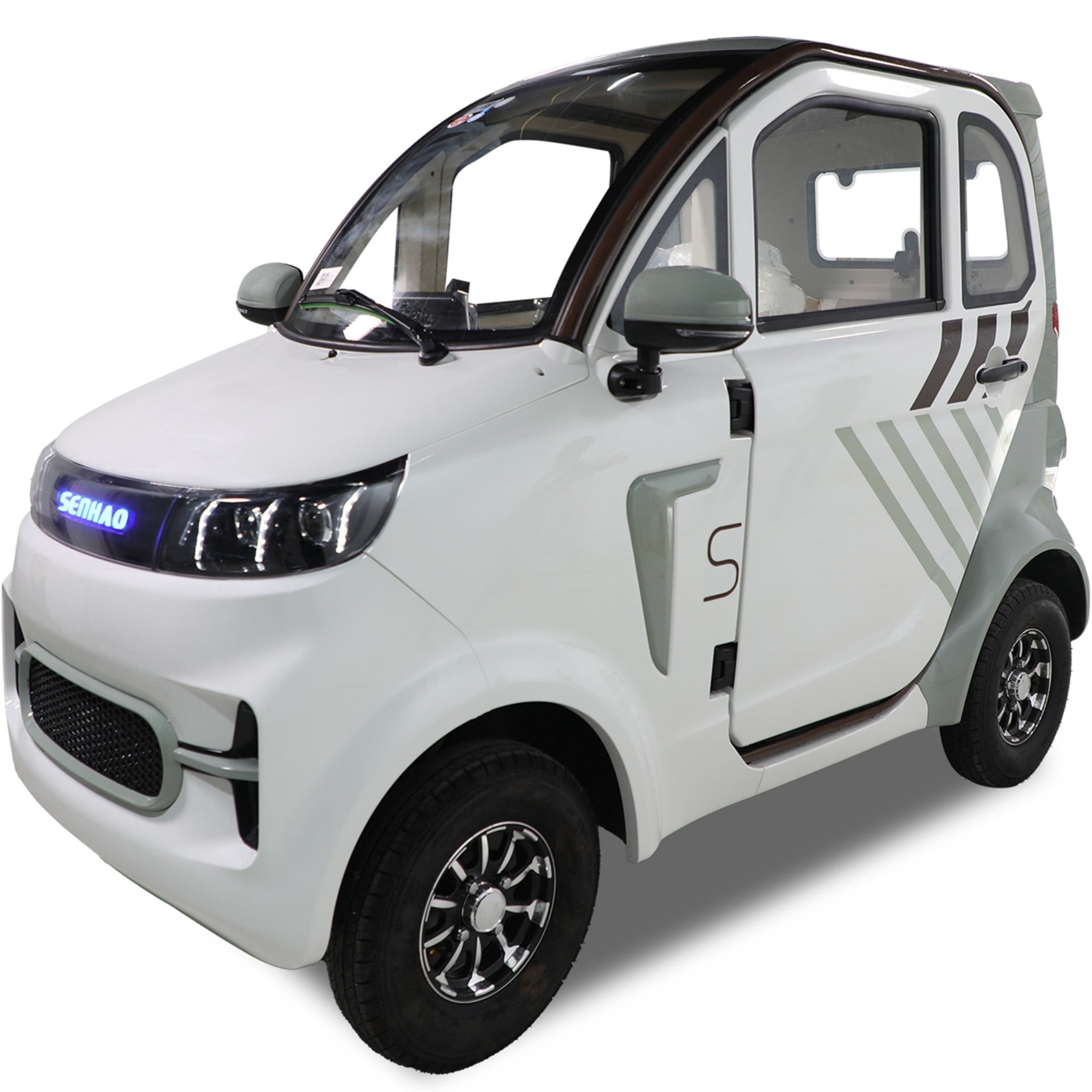 QEEKA Enclosed Mobility Scooter for Seniors,Outdoor 4 Wheel 3 Passenger Adults Elderly Powered Mobility Scooters Golf Cart 1500W,Handicap Scooters for Adults Backup Camera,Heat,Community Car,White