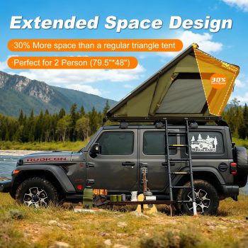 Naturnest Roof Top Tent Hard Shell Weather‑Resistant Overland Camping Tent with AC Port & Comfort 3‑Layer Mattress for SUV Truck Jeep - Van Polaris 2