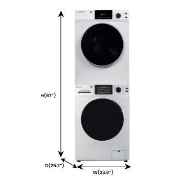 Equator ADVANCED STACK LAUNDRY 220V 26 Lb Washer 2.5cf+Vented Dryer 4cf 1 OUTLET