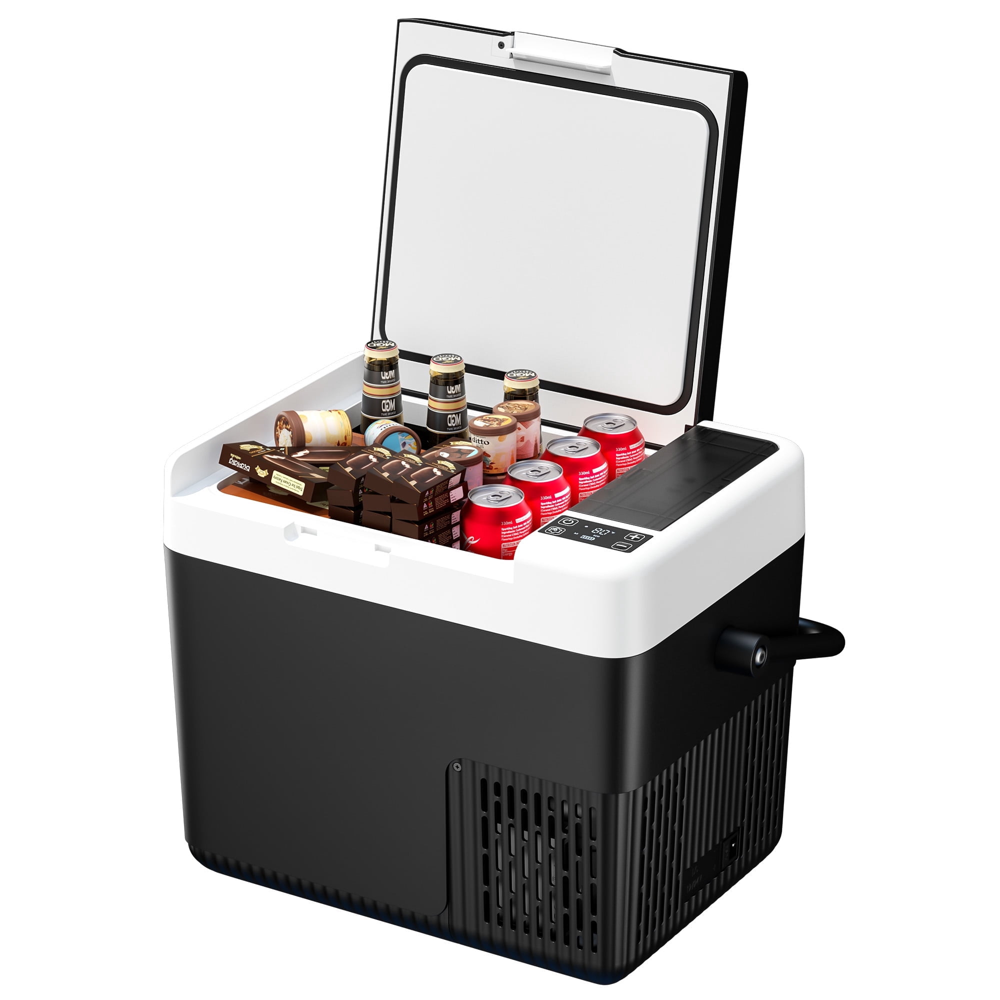 Simzlife 12V Portable Car Refrigerator - 19QT(18L), -4℉~68℉, 12/24V DC & 110-240V AC, Mini Fridge for RV/Camping/Travel/Truck/Home, Black