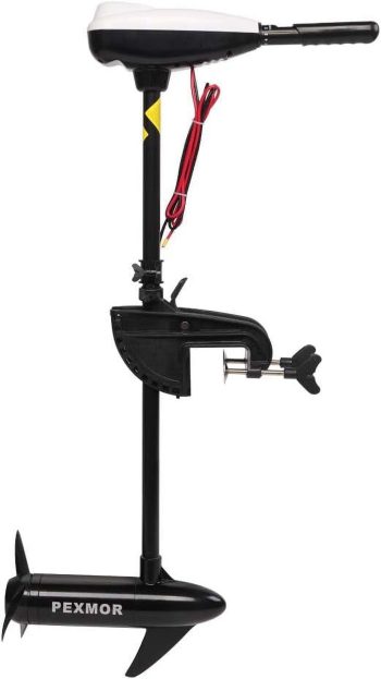 PEXMOR 8 Speed Electric Trolling Motor, Electric Outboard Boat Motor w/Adjustable Handle & LED Indicator, Transom Mounted for Saltwater, Kayak, Fishing Boat