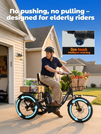 ESKUTE T300 MAX Adult Electric Tricycle with Reverse, 48V 20.8Ah Removable Battery, 750W Motor 18MPH, 20x3.0" Fat Tire, 80-MileRange,3 Riding Modes UL2849