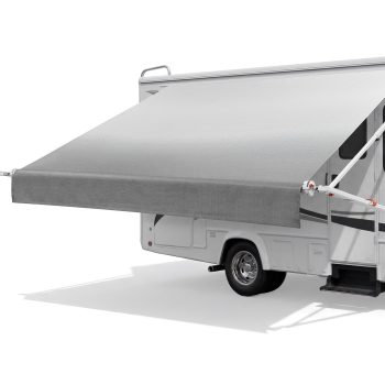 VEVOR Manual RV Awning Complete Kit, 10.12FT Retractable RV Awning with Aluminum Alloy Frame & Waterproof PVC Fabric, Outdoor Camping Trailer Awnings Fit Most RVs (10FT Type, Gradient Gray)