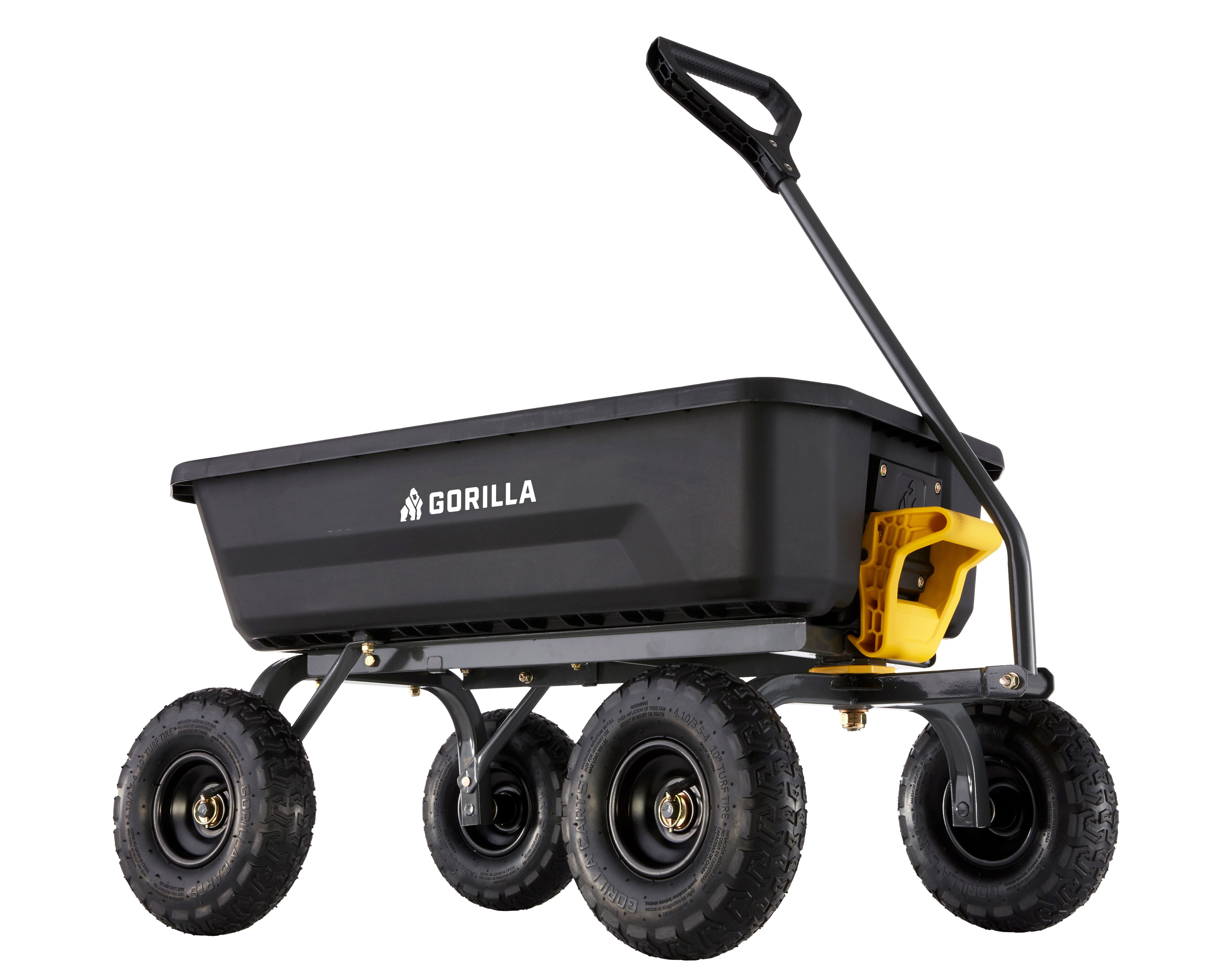 Gorilla Carts 4 Cu. ft. Poly Garden Dump Cart, 600 lbs. Capacity, 35 in. x 22 in. Bed, 10 in. Tires