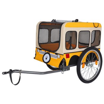 CQSXDA Large Heavy-Duty Foldable Dog Bike Trailer with 20 Inch Wheels for All-Terrain Cycling, Jogging and Camping Adventures, Gray+Yellow