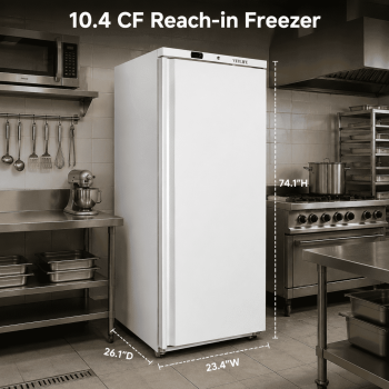 VITLIFE Commercial Reach-in Freezer, Reversible Door,-8°F to 0°F, Frost Free, LED, Lockable, Adjustable Shelves, 10.4 Cu.ft., Upright Ventilated Freezer for Restaurants/Cafes/Bars