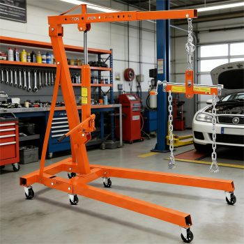 2 Ton Folding Hydraulic Engine Hoist with Leveler Telescopic Boom, 6 Swivel Casters, Heavy Duty Cherry Picker Crane Lifter, 4400 lbs for Garage, Workshop, Warehouse