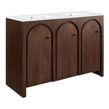 Appia 48" Double Sink Bathroom Vanity in Walnut White