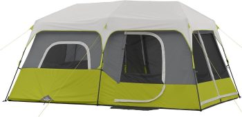 9Person Instant Cabin Camping Tent, Quick 2Minute PopUp Family Tent with Room Divider, WeatherResistant Large MultiRoom Shelter with Electrical Port, Storage Pockets and Carry Bag for Car Campin