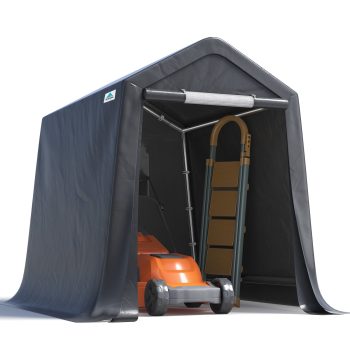 ADVANCE OUTDOOR 6x8 ft Outdoor Storage Shelter Shed with 2 Roll up Zipper Doors & Vents Peak Roof Carport for Motorcycle Waterproof and UV Resistant Anti-Snow, Gray