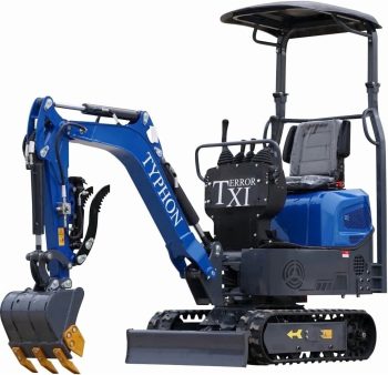 TYPHON Storm Mini Excavator - 1.1 Ton Trench Digger with Boom Swing, Bucket