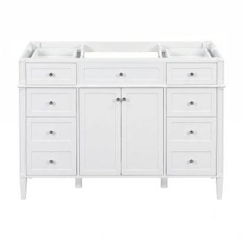 48 Inch Bathroom Vanity Cabinet Only, Freestanding MDF Vanity Base with 6 Drawers and 2 Doors, White Storage Cabinet with Soft Close Hinges and Silver Metal Handles