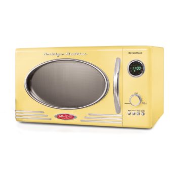 Nostalgia 0.9 cu ft Retro Microwave Oven, 800W Countertop Microwave Oven with Digital Clock