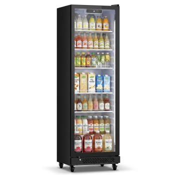 Yeego Commercial Beverage Refrigerator, 12.18 Cu.Ft Glass Door Drink Cooler with Adjustable Shelves, Auto-Defrost, 32-50F for Retail Store Restaurant Bar