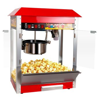 Tanfengu 8 oz Popcorn Machine, 1300W Commercial Popper, Stainless Steel Kettle Maker for Movie Theaters, Red & Silver