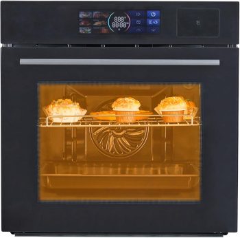 Litake Single Wall Oven 24" Built-In Electric Ovens, 70L, 3000W, 8 Baking Modes, With Air Frying Function, 3D Surround Heating With Double-Layered Glass Door, Touch Control With Colour Led Screen