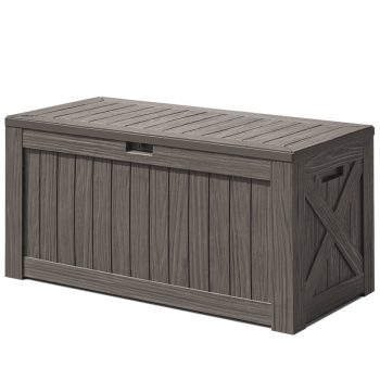 Devoko 122 Gallon Outdoor Patio Box Deck Plastic Resin Storage Box Backyard, Dark