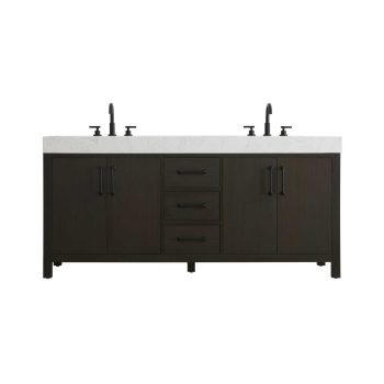 Elegant Kitchen and Bath 72 inch Double Bathroom Vanity In Mocha Brown