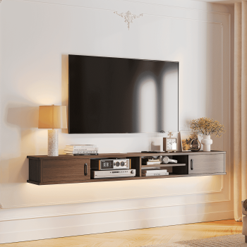 FloatiCasa 51-inch Floating TV Stand Wall Mounted Floating Media Console for TVs up to 55 Inches Floating Entertainment Center(Walnut)