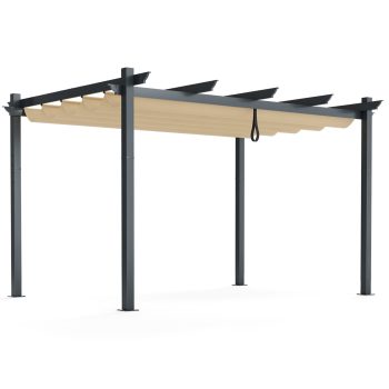 Gymax 10 x 13ft Outdoor Aluminum Retractable Pergola Canopy Shelter Grape Trellis