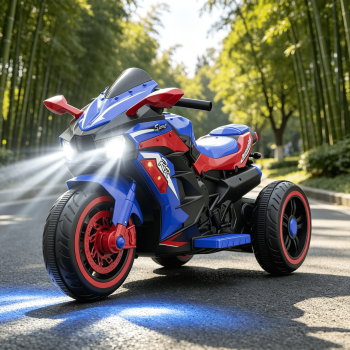HNH Kids Motorcycle for Kids 3-6, 12V Battery Powered Bike Electric Motorbike with Remote Control, LED Lights, Bluetooth Music, Ride on Toys