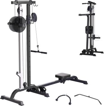 2-in-1 Rowing & Cable Machine for Home Gym, Adjustable LAT Pull Down & Low Row, High/Low Pulley, Multi-Function Compact Fitness Equipment, Full Body Strength & Cardio Training, Durable Carbon Steel