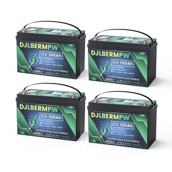 12V 100Ah 4Pack LiFePO4 Battery, Deep Cycle Lithium Battery for RV, 3HP Golf Cart, Solar System
