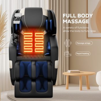 Noble House Vystan PU Leather Zero Gravity Power Reclining Massage Chair with Heating and Full-Body Air Pressure, Black
