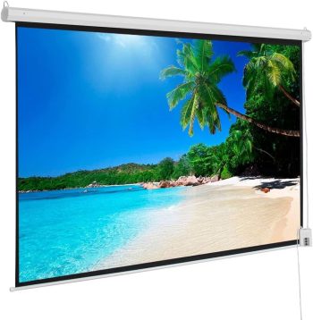 92-Inch Motorized Projector Screen with Remote Control - Wall and Ceiling Projector Screen with 160 Degrees Viewing Angle - 80"x45" Viewing Area with 16:9 Aspect Ratio Matte White