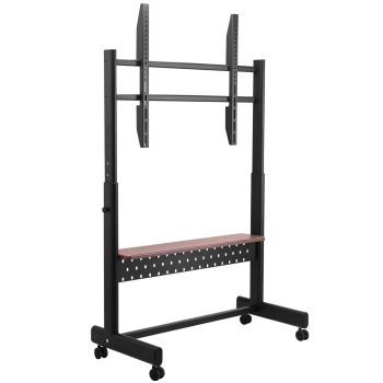 Mobile TV Stand 55-100 inch - Height Adjustable TV Cart with Wheels, Media Tray - Supports up to 205lbs (VESA 800x600mm) for Flat & Curved Screens