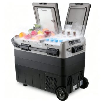Kohree 53QT (50L) Portable Car Refrigerator Freezer 12V/24V DC Dual Zone Electric Cooler -7°F-50°F with Wheels & Handle for RV, Truck, Boat, Camping, Outdoor