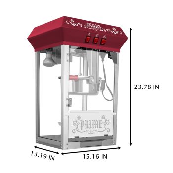 Red Commercial Popcorn Maker Machine, 12 Ounce Kettle Stainless Steel Popcorn Popper with Tempered Glass and Warming Deck, 800W Countertop Popcorn Machine for Parties and Events