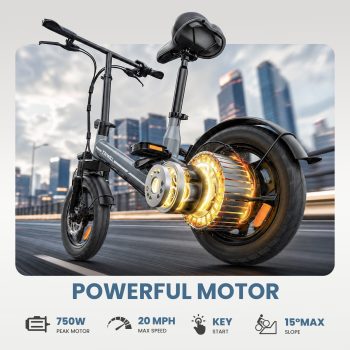 TRIWILL 14'' Foldable Electric Bike for Adults, 750W Peak Motor Ebike, 20MPH Electric Mini Bike, 36V 280Wh Battery Commuter Ebike, UL2849