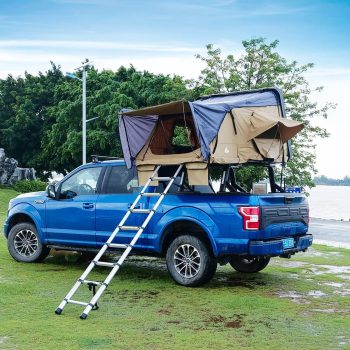 Universal Rooftop Tent,Pickup Truck-Tent,Fit for Hard Shell Roof Top,Outdoor Camping Rooftop WaterproofTent w/Ladder and Sunroof Off-Road for 2-3 Persom(Khaki)