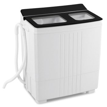 Costway Portable Washing Machine, 20 lbs Compact Laundry Machine with 12 LBS Washer Black & White