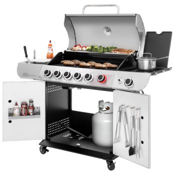 Royal Gourmet SG6002 Classic 6-Burner 71000-BTU LP Gas Grill with Sear Burner and Side Burner, Stainless Steel