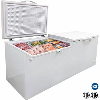 76-Inch Commercial Double-Lid Chest Freezer with Storage Baskets NSF & ETL Certified