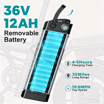 14 Inch Foldable Electric Bike Peak 500W Brushless Motor 36V 12Ah Removable Battery 19.9 MPH Max Speed Adult Electric Commuter Bike for Shopping