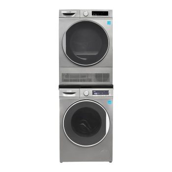 Pemberly Row Stackable Washer 2.2 cf 110 V Dryer 4 Cf 220V with Stacking Shelf