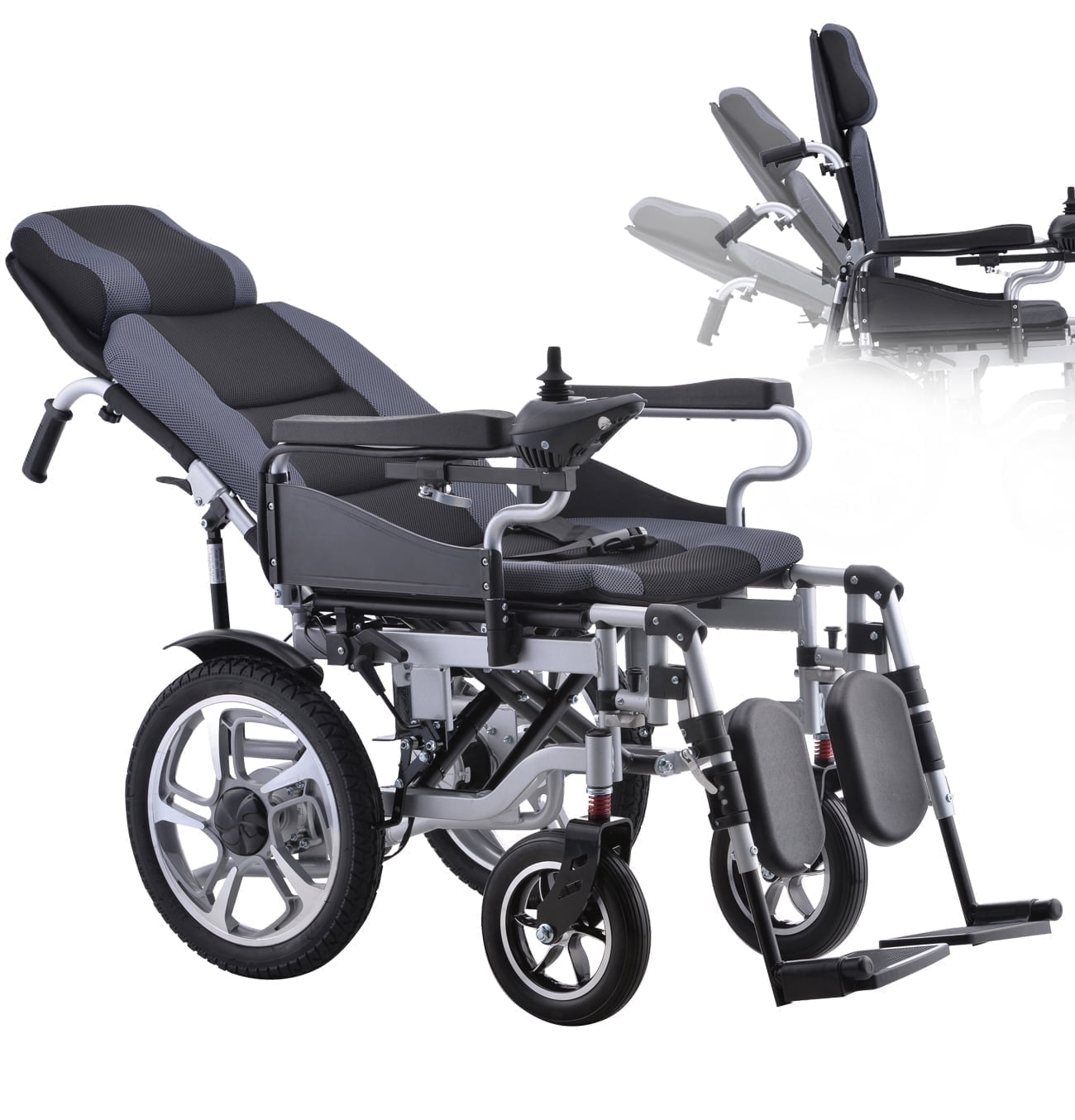 Broobey Lightweight Electric Wheelchair for Seniors, Foldable Reclining Design, 12 Mile Range, 20AH Battery