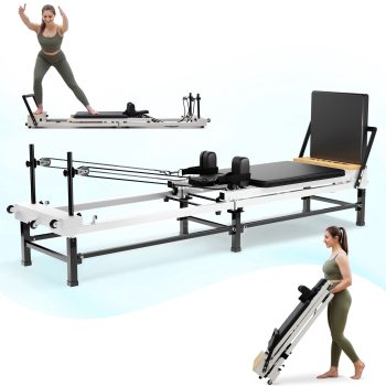 Paeta 91'' Foldable Pilates Reformer with Jump Board,Pilates Machine for Home and Gym,Pilates Exercise Equipment with 220lbs resistance 5 Springs