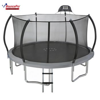 Sportspower BouncePro 14FT Trampoline with Basketball Hoop & Ladder, Heavy-Duty Rust-Resistant Galvanized Steel Frame, ASTM Safety Certified, Outdoor Trampoline for Kids & Adults