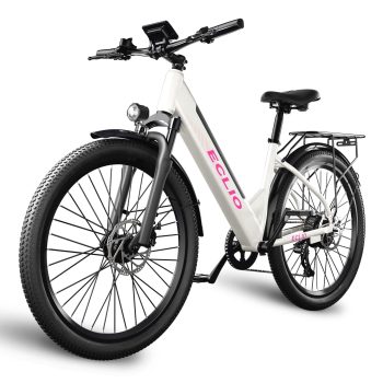 26" Step-Thru Electric Bike for Adults, 350W 48V 10Ah City Commuter E-Bike with 7-Speed Shimano Gears, 20 MPH Max Speed