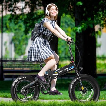 Gocio Foldable Electric Bikes Adult 20"x4" Fat Tire Electric Bike, 48V 10.4Ah, 500W Electric Mountain Bike Full Suspension, LCD, Shimano 7 Speed Electric Cruiser Bicycle UL2849 Certified