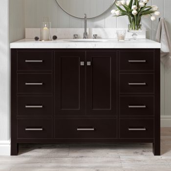 Ariel Cambridge 48 Inch Single Oval Sink Bathroom Vanity With Carrara Quartz Countertop 1.5 Edge In