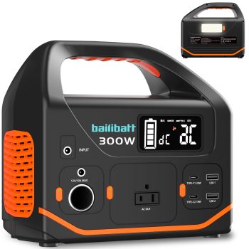 BailiBatt Portable Power Station 300W, 266Wh Solar Generator