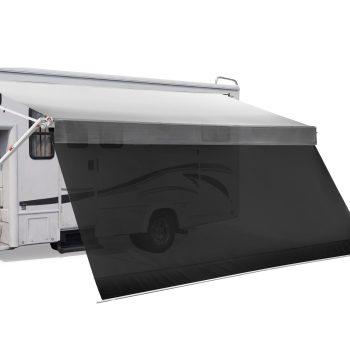 KFFKFF Manual RV Awning Kit with Sunshade Screen, 18.12FT Retractable Awning Featuring Aluminum Frame & Waterproof Fabric, Ideal for Outdoor Camping Trailers and Compatible with Most RVs (18FT Type)