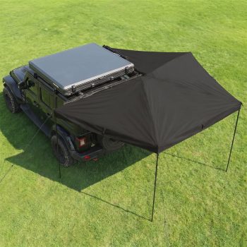 270 Degree Passenger Side Car Awning,Pull-Out Vehicle Awning with 280G Ripstop Waterproof Sun Shelter for SUV Truck Van Camping