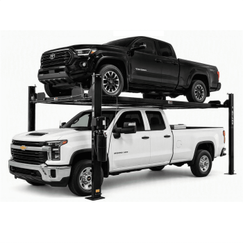 Atlas Automotive Equipment PRO8000EXT-L 4-Post Vehicle Storage Lift, 10 Minimum Ceiling Height, 8,000lb, Extra Tall/Long, 110V, Portable/Free Standing, Diamond Plated Runways, For DIY/Hobbyists